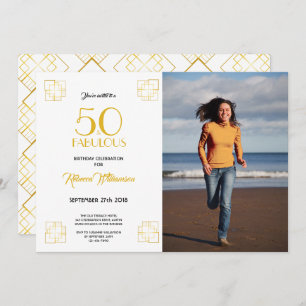 50 and Fabulous Birthday Invitation Art Deco style