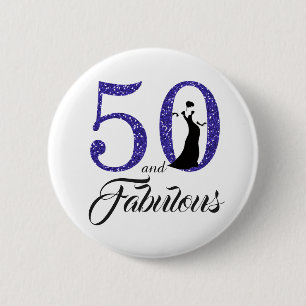 50 and Fabulous Birthday Party 6 Cm Round Badge