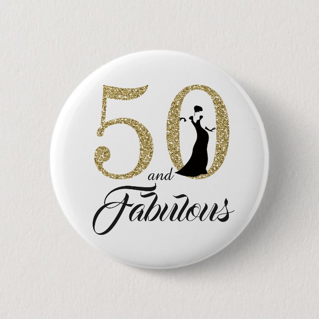 50 and Fabulous Birthday Party 6 Cm Round Badge (Front)