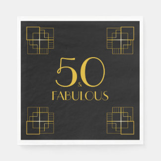 50 and Fabulous Birthday Party Art Deco style Napkin