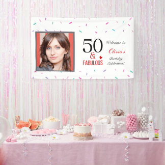 50 and Fabulous Birthday Party Banner