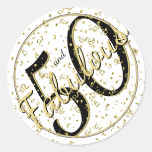 50 and Fabulous Birthday Party Black/Gold Fun 50th Classic Round Sticker