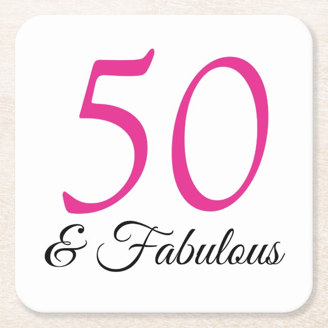50 and Fabulous birthday party coaster (Front)
