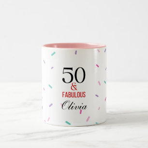 50 and Fabulous Birthday Party Colourful Confetti Two-Tone Coffee Mug