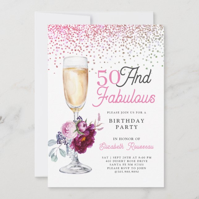 50 And Fabulous Birthday Party Invitation (Front)