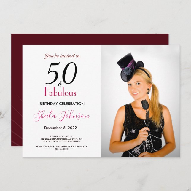 50 and Fabulous Birthday Party Invitation (Front/Back)