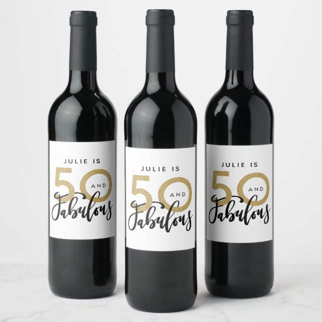 50 and fabulous birthday party label (Bottles)