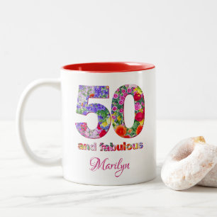 50 and fabulous birthday party modern coffee mug