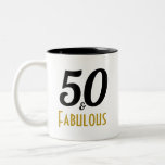 50 and Fabulous Birthday Party Mug<br><div class="desc">Celebrate turning 50 in style with this elegant 50th birthday design.  50 and Fabulous in gold and black text.</div>