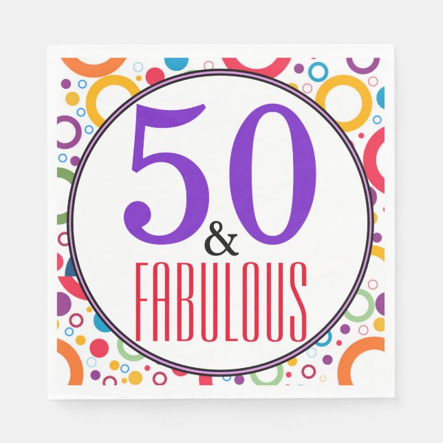 50 and Fabulous Birthday Party Napkin (Front)