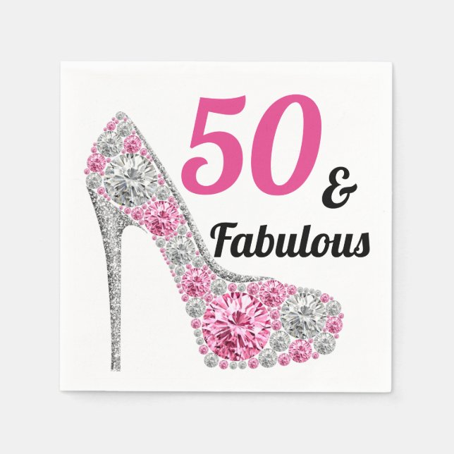 50 and Fabulous Birthday Party Napkin (Front)