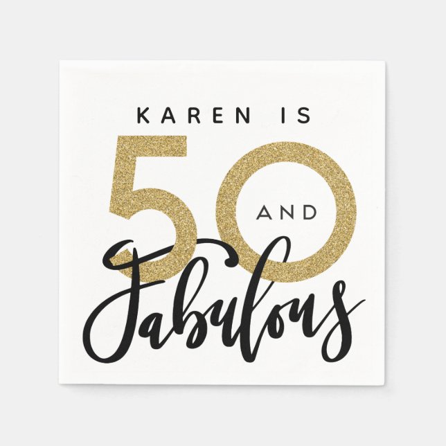 50 and fabulous birthday party napkins (Front)
