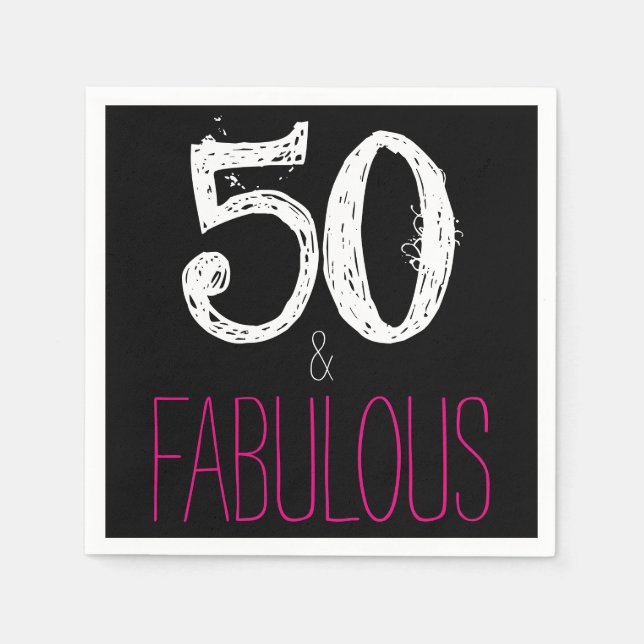 50 and Fabulous Birthday Party Paper Napkins (Front)