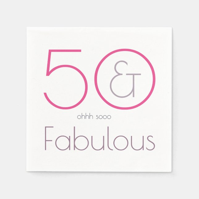 50 and Fabulous Birthday Party Paper Napkins (Front)