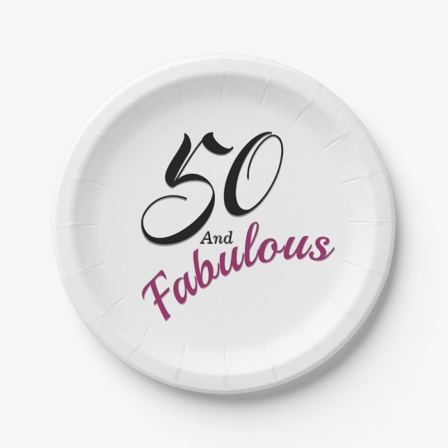 50 and Fabulous. Birthday Party Paper Napkins. Paper Plate (Front)