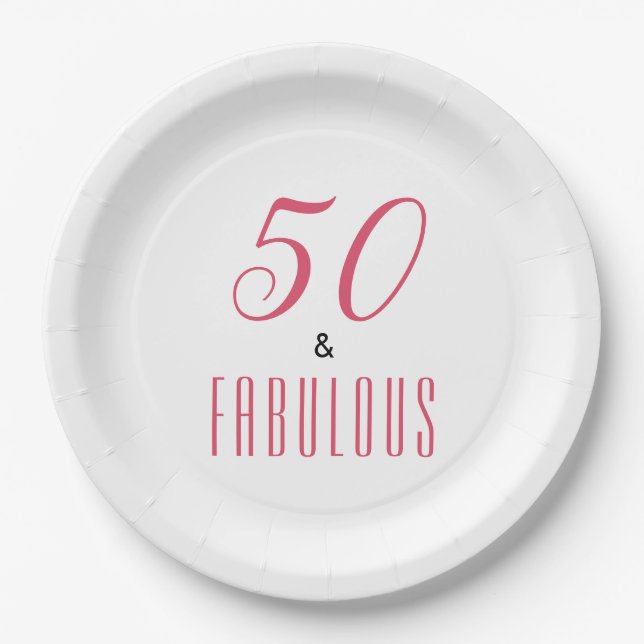 50 And Fabulous  Birthday Party Paper  Paper Plate (Front)