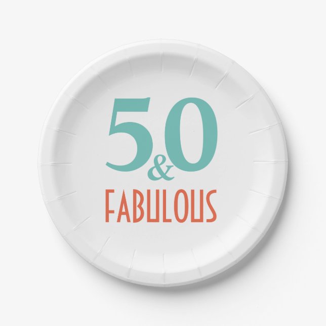 50 and fabulous birthday party paper plate (Front)