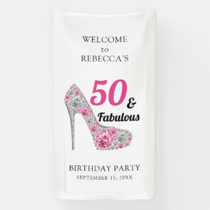 50 and Fabulous Birthday Party Personalised Banner