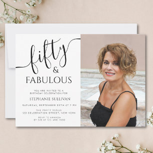 50 And Fabulous Birthday Party Photo Invitation