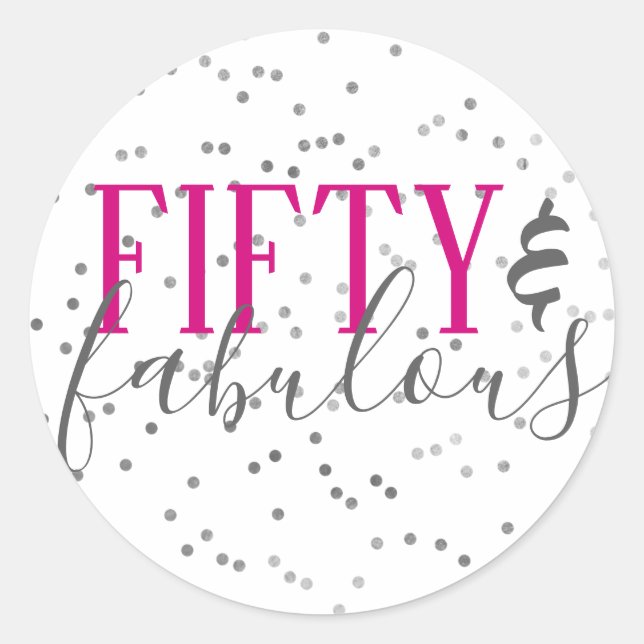 50 and Fabulous Birthday Party Stickers (Front)