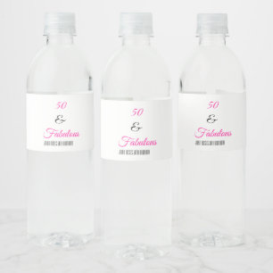 50 and Fabulous Birthday Party Water Bottle Label