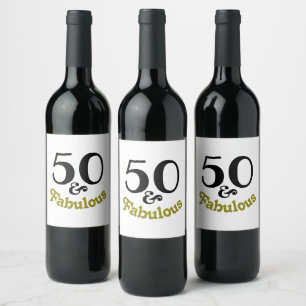 50 and Fabulous Birthday Party Wine Label