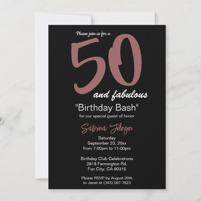50 And Fabulous Birthday - Personalise Invitation (Front)