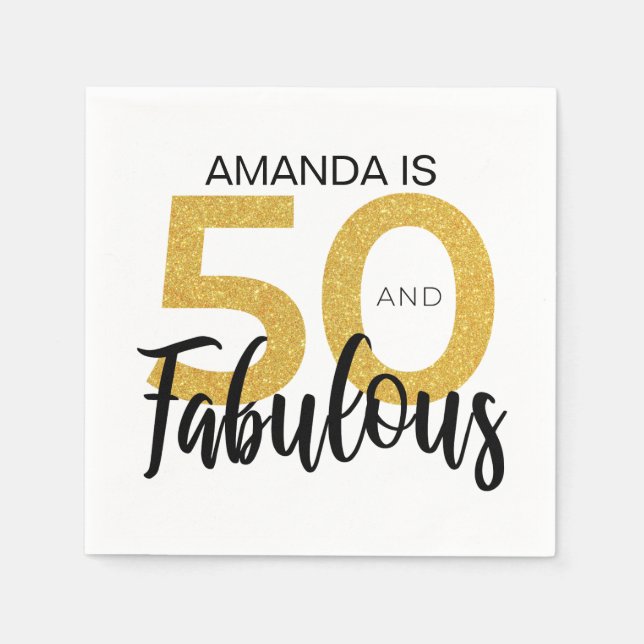 50 and Fabulous Birthday Personalised Party Napkin (Front)