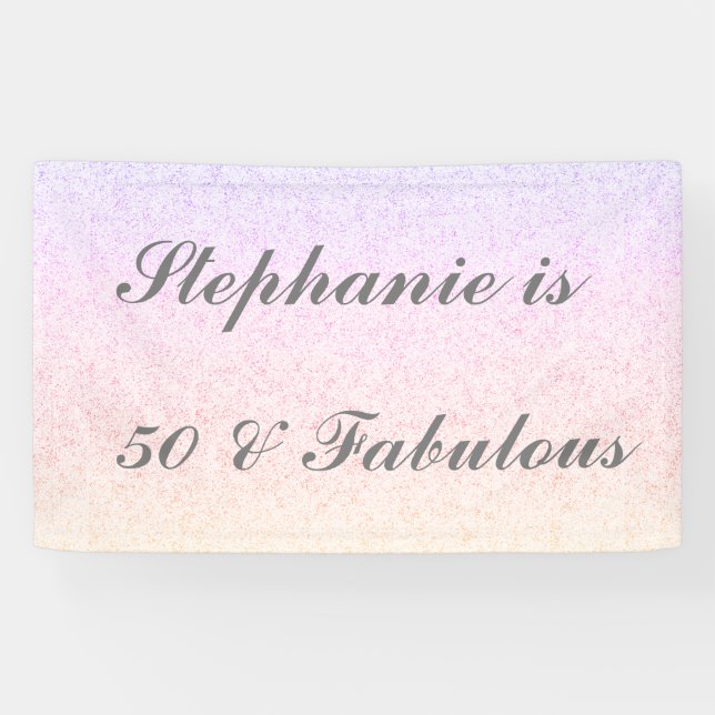 50 And Fabulous Birthday Pink Grey Purple Ombre Banner (Horizontal)