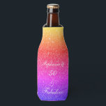 50 And Fabulous Birthday Pink Purple Glitter White Bottle Cooler<br><div class="desc">Designed with pretty,  girly and beautiful pink purple glittery background and personalised text template for name which you can edit,  this is perfect for the 50th birthday celebrations,  party favours or gifts!</div>