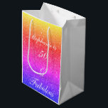 50 And Fabulous Birthday Pink Purple Glitter White Medium Gift Bag<br><div class="desc">Designed with pretty,  girly and beautiful pink purple glittery background and personalised text template for name which you can edit,  this is perfect for the 50th birthday celebrations!</div>