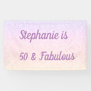 50 And Fabulous Birthday Pink White Purple Ombre Banner