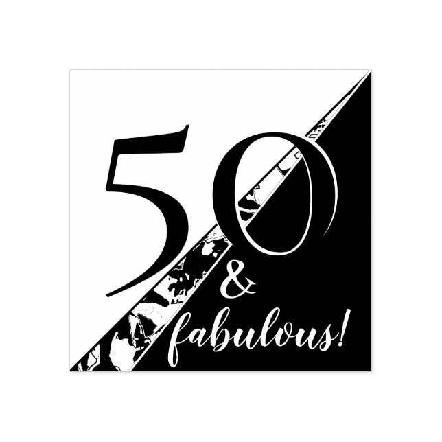 "50 and fabulous!" birthday pop rubber stamp (Imprint)