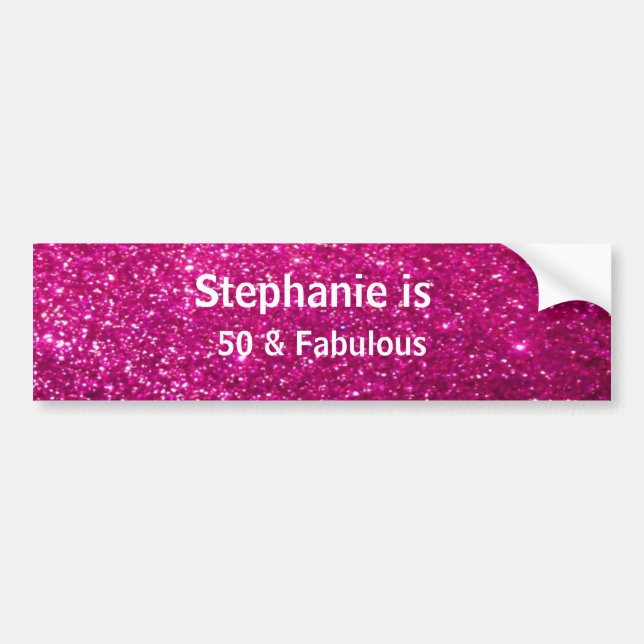 50 And Fabulous Birthday Purple White Glitter Cute Bumper Sticker (Front)