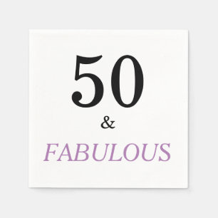 50 and Fabulous Birthday Quote Black Purple Text Napkin