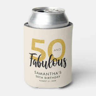 50 and Fabulous Birthday Script Party Custom Can Cooler