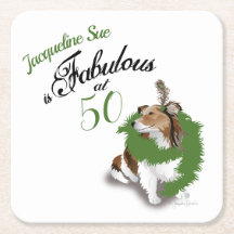 50 and Fabulous Birthday Sheltie Dog Green