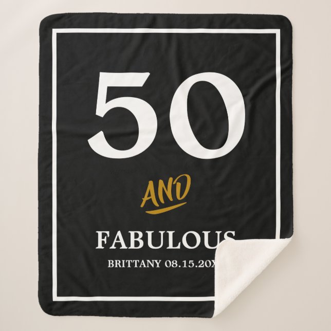 50 and Fabulous Birthday Sherpa Blanket (Front)