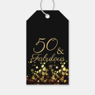 50 and Fabulous Black and Gold Birthday Gift Tags