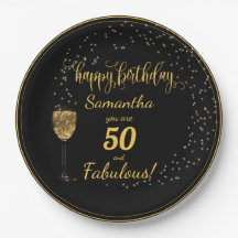 50 and Fabulous Black and Gold Birthday