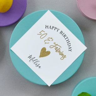 50 And Fabulous Black And Gold Happy Birthday Napkin