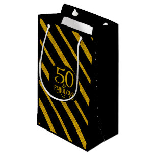50 and Fabulous Black and Gold Small Gift Bag