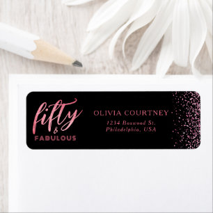 50 and Fabulous Black and Pink Glitter Birthday