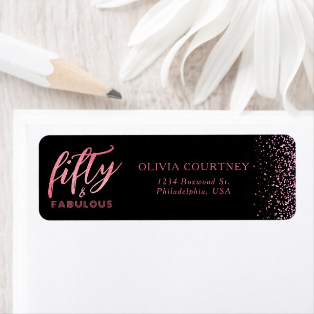 50 and Fabulous Black and Pink Glitter Birthday (Insitu)