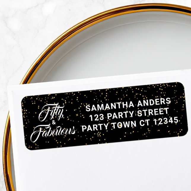 50 and Fabulous Black Gold Glitter Address  (Creator Uploaded)