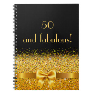50 and fabulous black gold guestbook notebook
