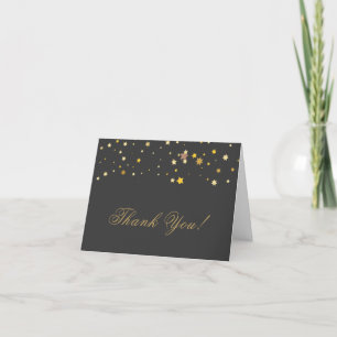 50 and Fabulous Black Golden Birthday Party Thank You Card