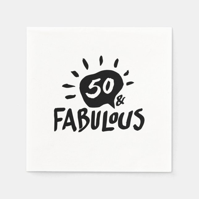 50 and Fabulous Black/White 50th Birthday Napkin (Front)