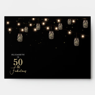 50 and Fabulous Black with String Lights Envelope