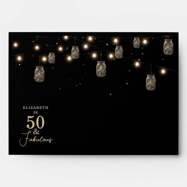 50 and Fabulous Black with String Lights Envelope (Front)